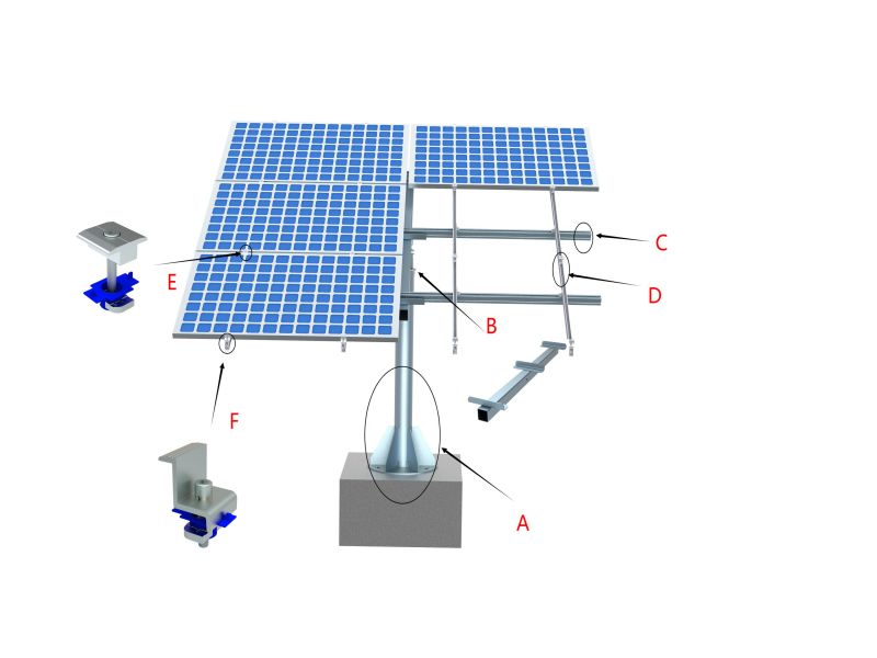 Sistema de montaje en tierra solar de un solo polo
