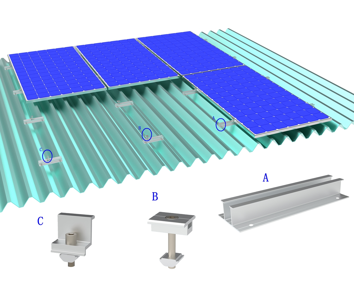 sistema de montaje solar de techo sin rieles