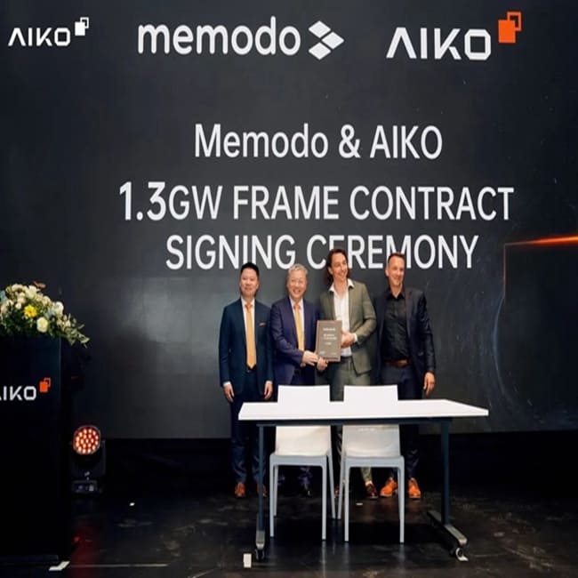 El fabricante chino Aiko Solar firma un acuerdo de suministro de 1,3 GW con Memodo